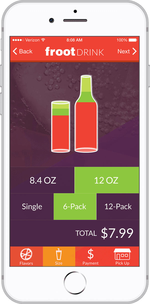 FrootDrink flavor selection