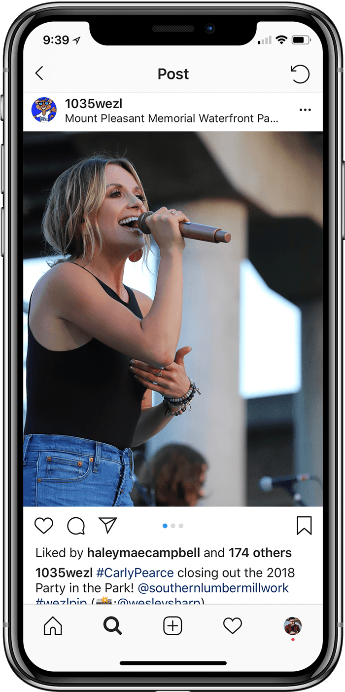 Instagram performance post from Party in the Park