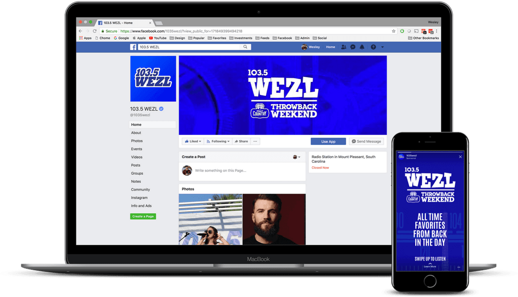 WEZL Throwback Weekend social media campaign mockups